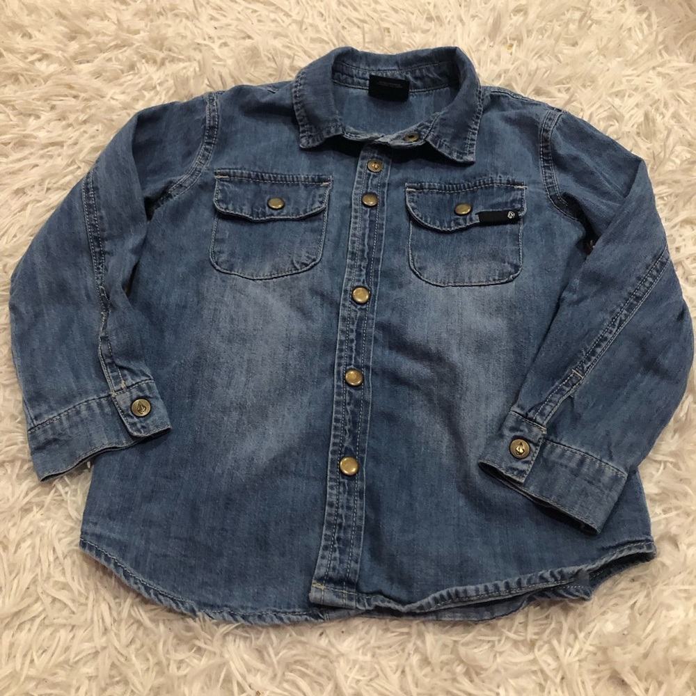 Volcom Denim Snap Button Long  Sleeve Shirt Size 4T